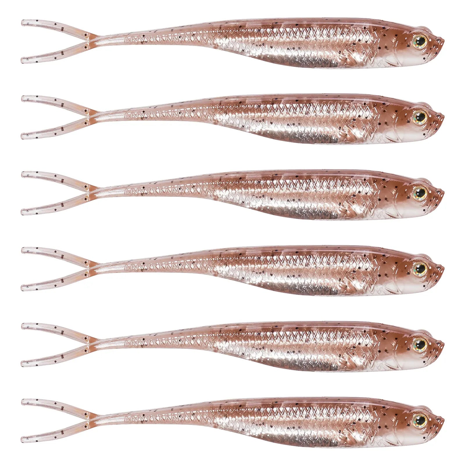 Dr.Fish 5/6 Piezas Señuelo Silicona | Cola Bifurcada | Drop Shot | Bass, Trucha y Lucio | Weedless - Firu Total Sales