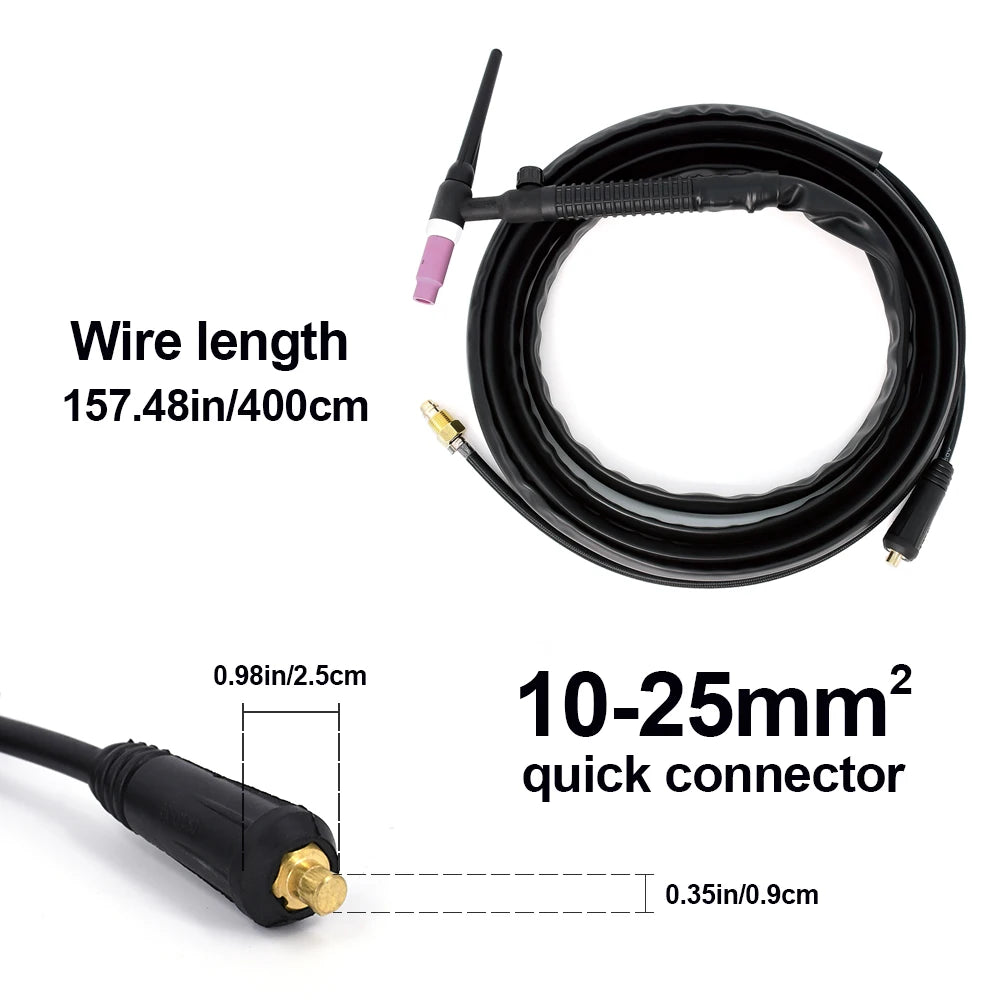 HZXVOGEN WP17V TIG Welding Torch 4M Cable Tig Welder Gun Torches With 10-25mm² Quick Connector For Soldering Welding Equipment