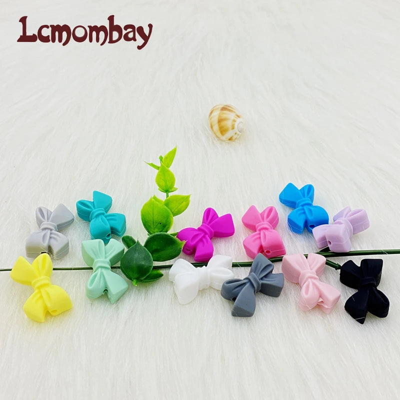 50pcs Bow Silicone Beads Food grade Teethers Bowknot Baby Teething Beads DIY Necklace Making Pacifier Baby Products