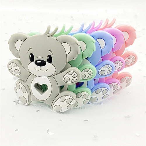 10pcs Bear Silicone Baby Teether rodent Teething Toys Chewable Animal beads Baby Products Nursing Gift DIY pendant necklace
