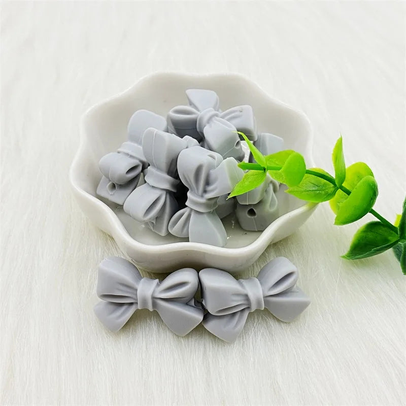 50pcs Bow Silicone Beads Food grade Teethers Bowknot Baby Teething Beads DIY Necklace Making Pacifier Baby Products