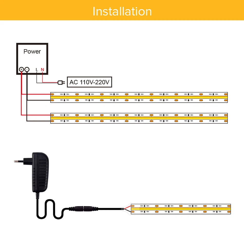 Tira LED COB COXO UL Listed | 320/480 LEDs/m | 16.4ft | RA90 | 3000-6500K | DC12V/24V | Sin Zonas Oscuras - Firu Total Sales