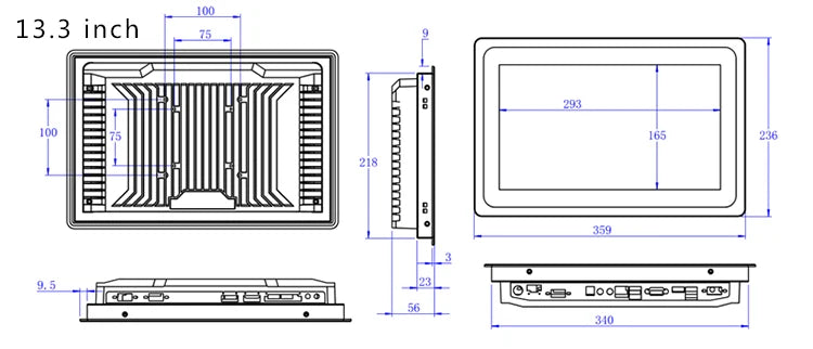 13.3 15.6 18.5 inch industrial computer all in one panel pc with capacitive touch screen built-in wifi win10/11 pro 1366x768