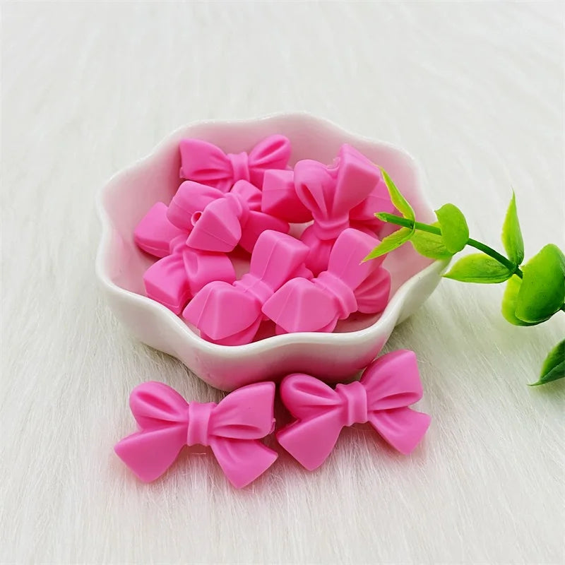50pcs Bow Silicone Beads Food grade Teethers Bowknot Baby Teething Beads DIY Necklace Making Pacifier Baby Products