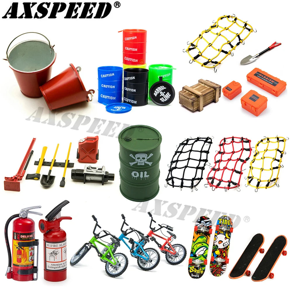 1:10 Scale Accessories Simulated Decoration Tools Shovel Fire-Extinguisher Oil Drum for RC Crawler Car TRX4 SCX10 Mini Toys