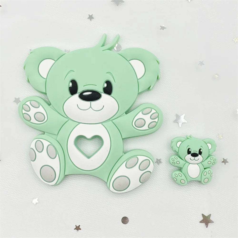 10pcs Bear Silicone Baby Teether rodent Teething Toys Chewable Animal beads Baby Products Nursing Gift DIY pendant necklace