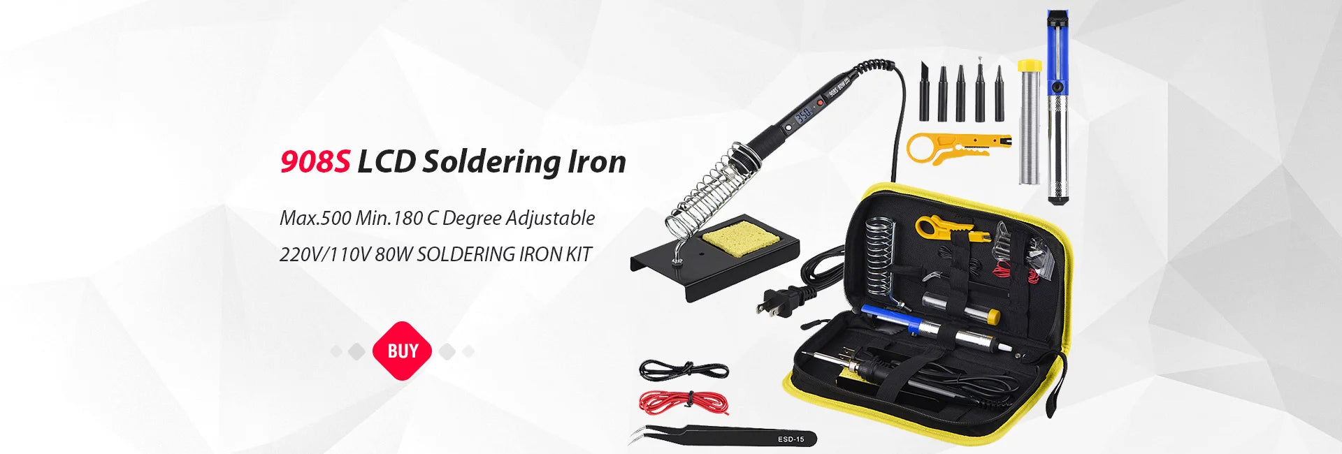JCD 80W Electric Soldering Iron Kit LCD Display Temperature Adjustable 220V 110V With Solder Paste Iron Tips Welding Tools Set