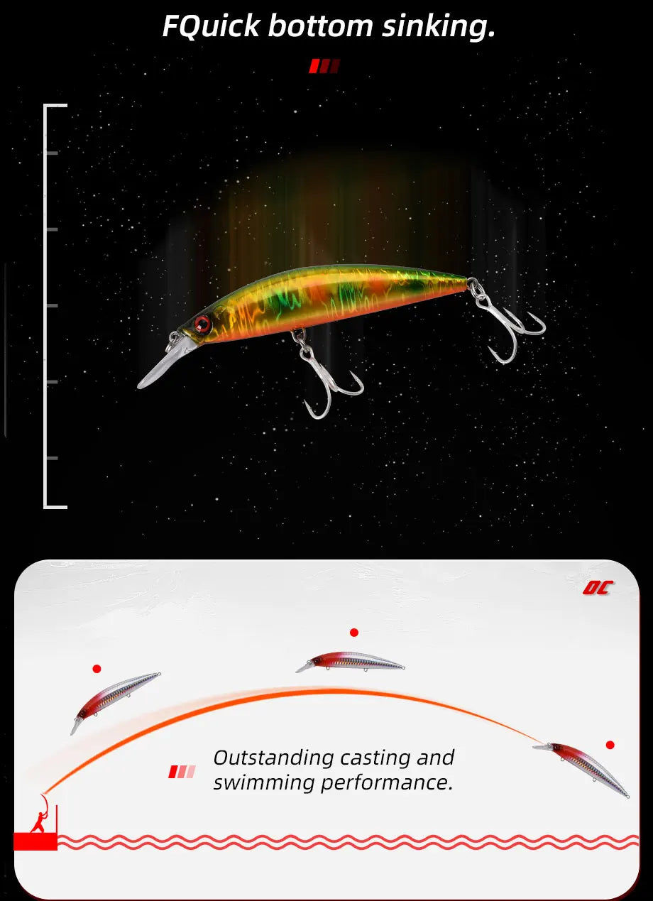 ALLBLUE Minnow Pesado Hundimiento | 90/110mm | 25g/35g | Jerkbait Longcast | Bass y Lubina | Agua Salada - Firu Total Sales