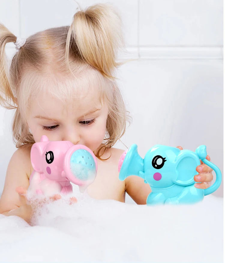 Baby Bath Toys Lovely Plastic Elephant Shape Water Spray for Baby Shower Swimming Toys Kids Gift Storage Mesh Bag Baby Kids Toy
