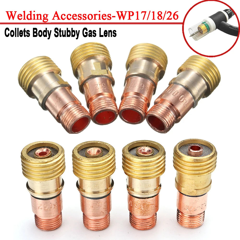 Welding Torch Accessories 1.0mm/1.6mm/2.4mm/3.2mm Forgelo Brass Collets Body Stubby Gas Lens Connector For Tig WP17 WP18 WP26