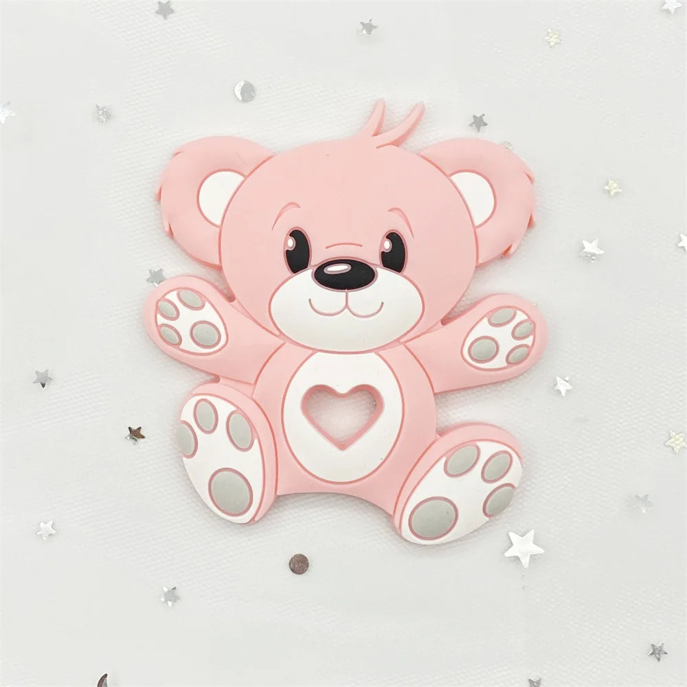 10pcs Bear Silicone Baby Teether rodent Teething Toys Chewable Animal beads Baby Products Nursing Gift DIY pendant necklace