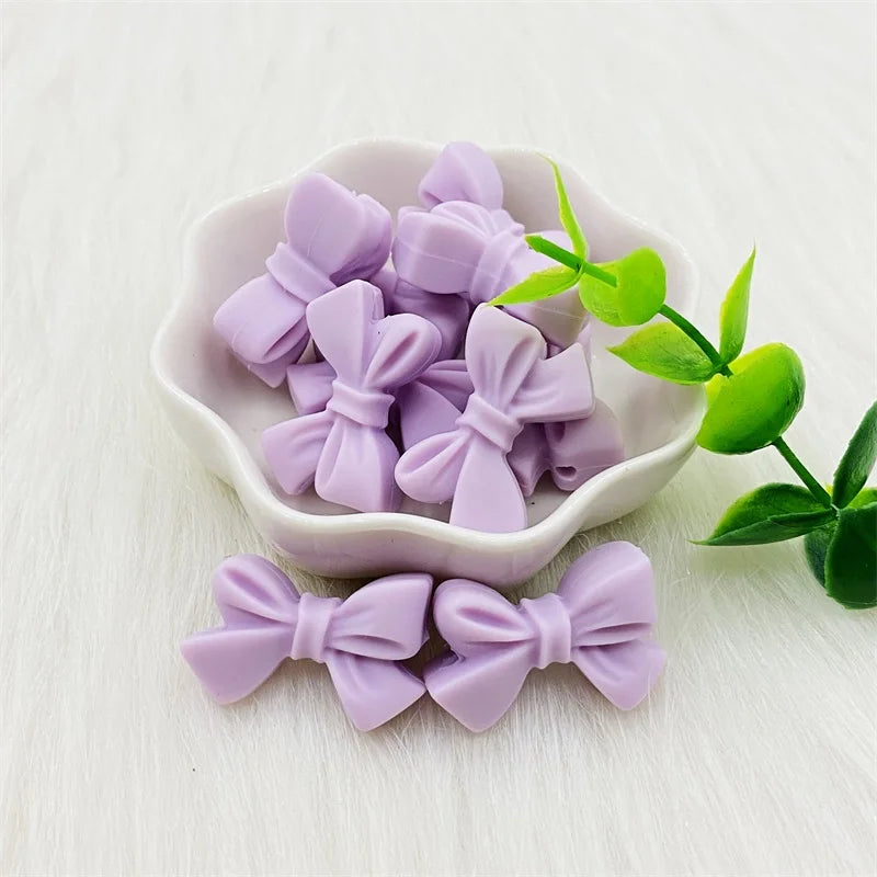 50pcs Bow Silicone Beads Food grade Teethers Bowknot Baby Teething Beads DIY Necklace Making Pacifier Baby Products
