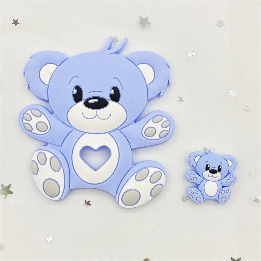 10pcs Bear Silicone Baby Teether rodent Teething Toys Chewable Animal beads Baby Products Nursing Gift DIY pendant necklace