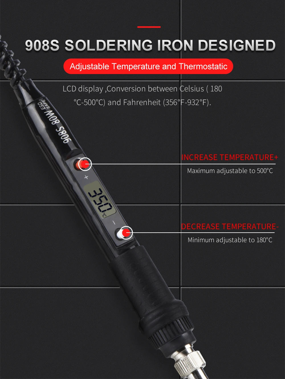 JCD 80W Electric Soldering Iron Kit LCD Display Temperature Adjustable 220V 110V With Solder Paste Iron Tips Welding Tools Set