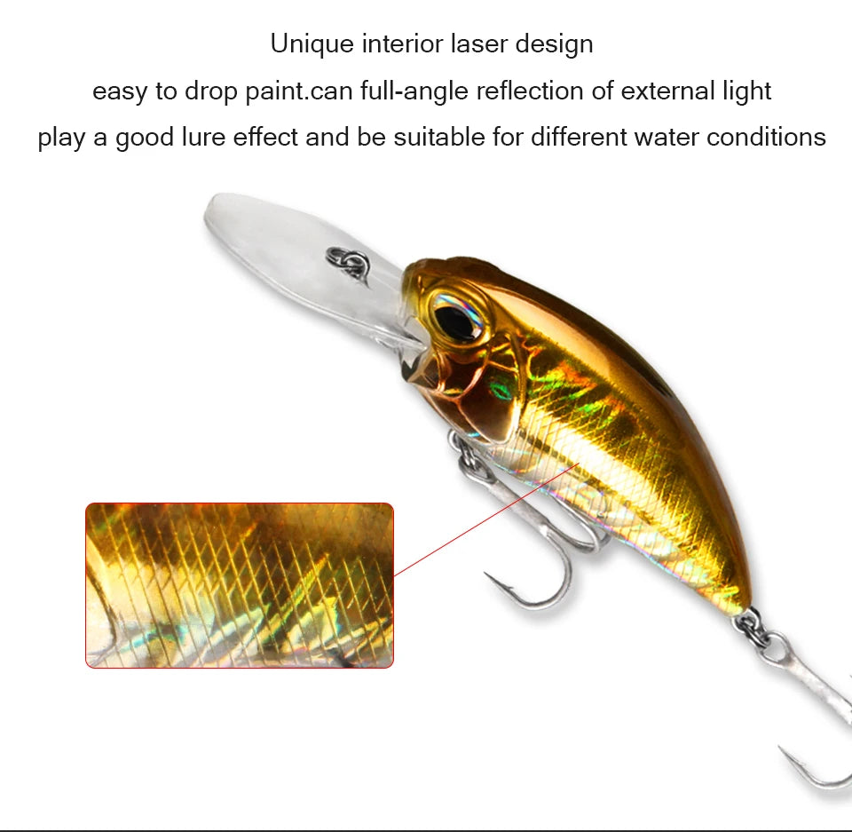 2017 New hot Excellent Bearking hot professional quality crank bait good fishing lures 65mm,14g crank.dive 2m,pike bass fishing