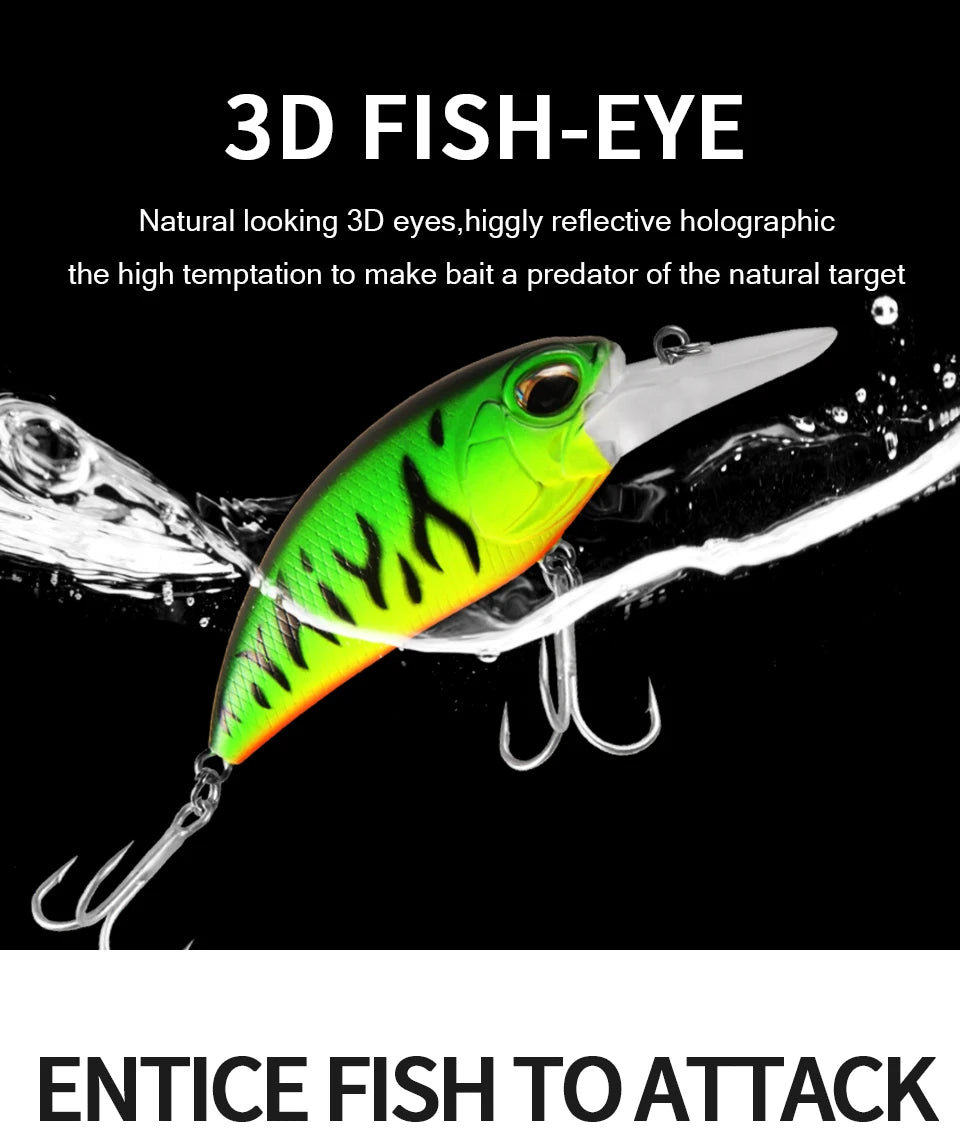 2017 New hot Excellent Bearking hot professional quality crank bait good fishing lures 65mm,14g crank.dive 2m,pike bass fishing