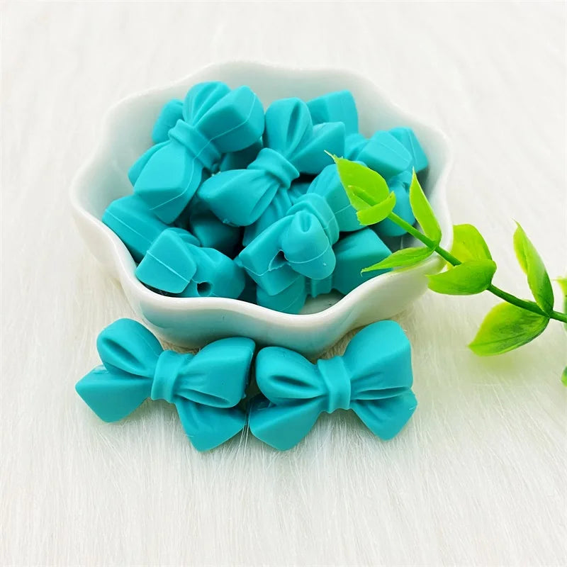 50pcs Bow Silicone Beads Food grade Teethers Bowknot Baby Teething Beads DIY Necklace Making Pacifier Baby Products