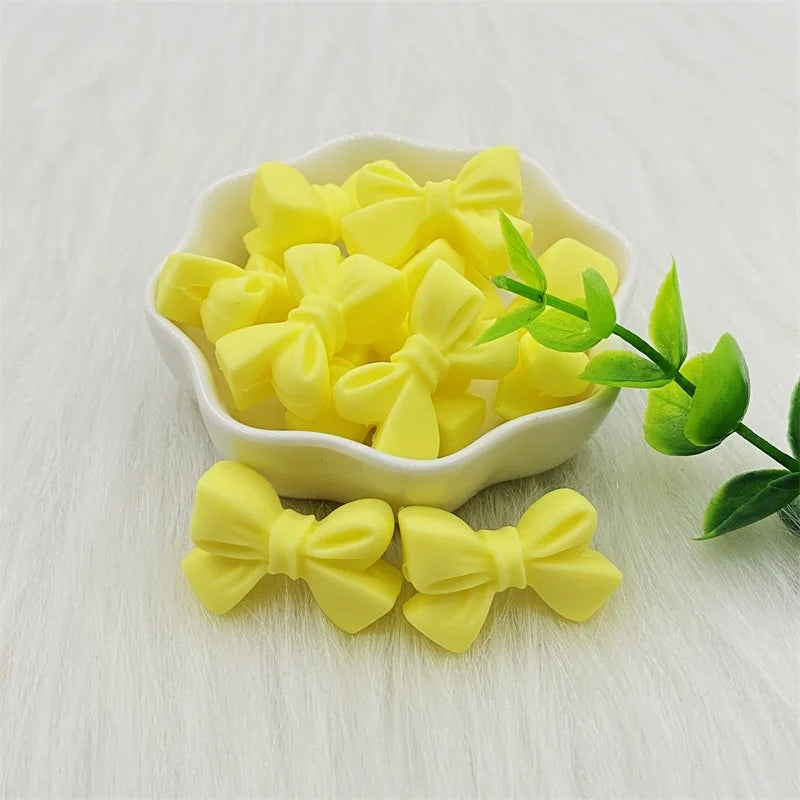 50pcs Bow Silicone Beads Food grade Teethers Bowknot Baby Teething Beads DIY Necklace Making Pacifier Baby Products