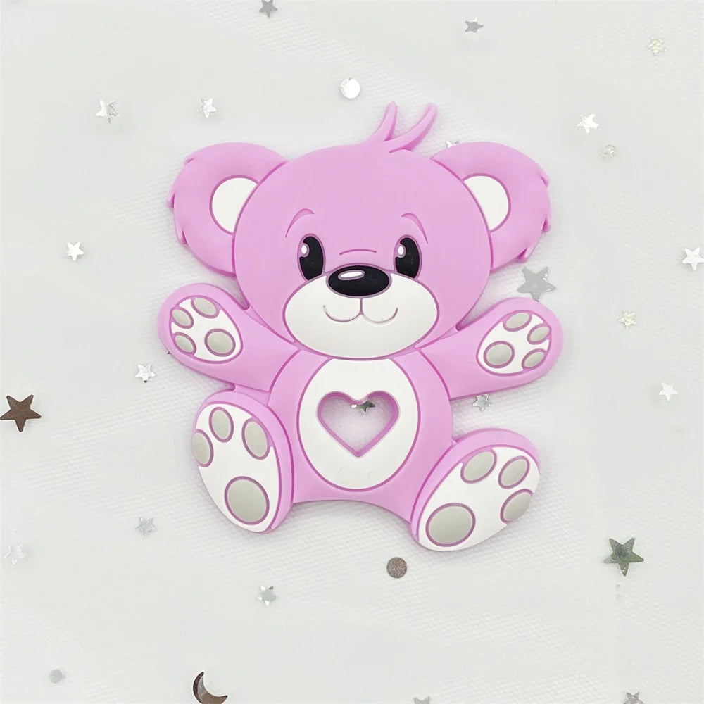 10pcs Bear Silicone Baby Teether rodent Teething Toys Chewable Animal beads Baby Products Nursing Gift DIY pendant necklace