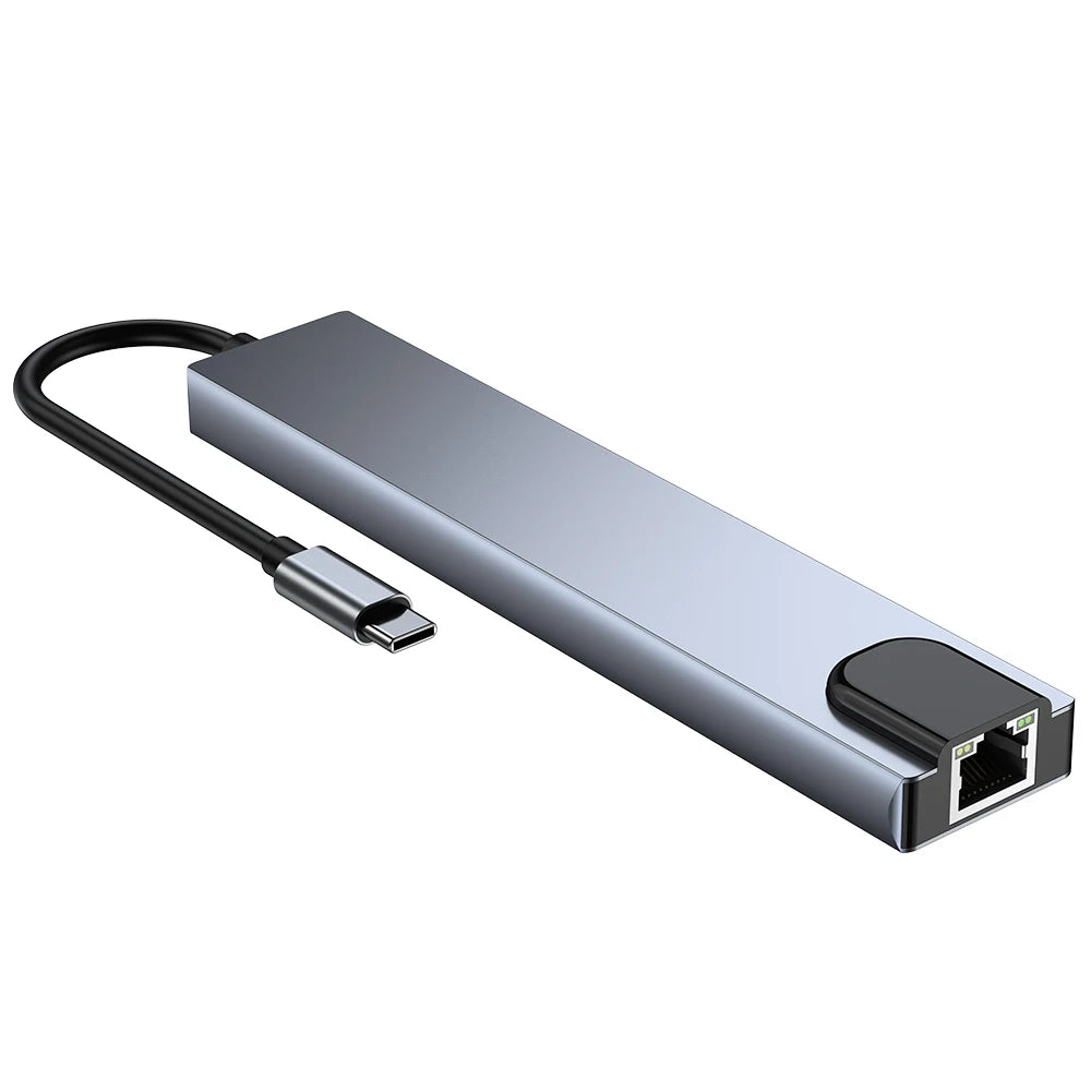 Hub USB-C 8 en 1 FEIWIMI | HDMI 4K 30Hz | RJ45 100Mbps | VGA | PD 100W | Docking Station - Firu Total Sales