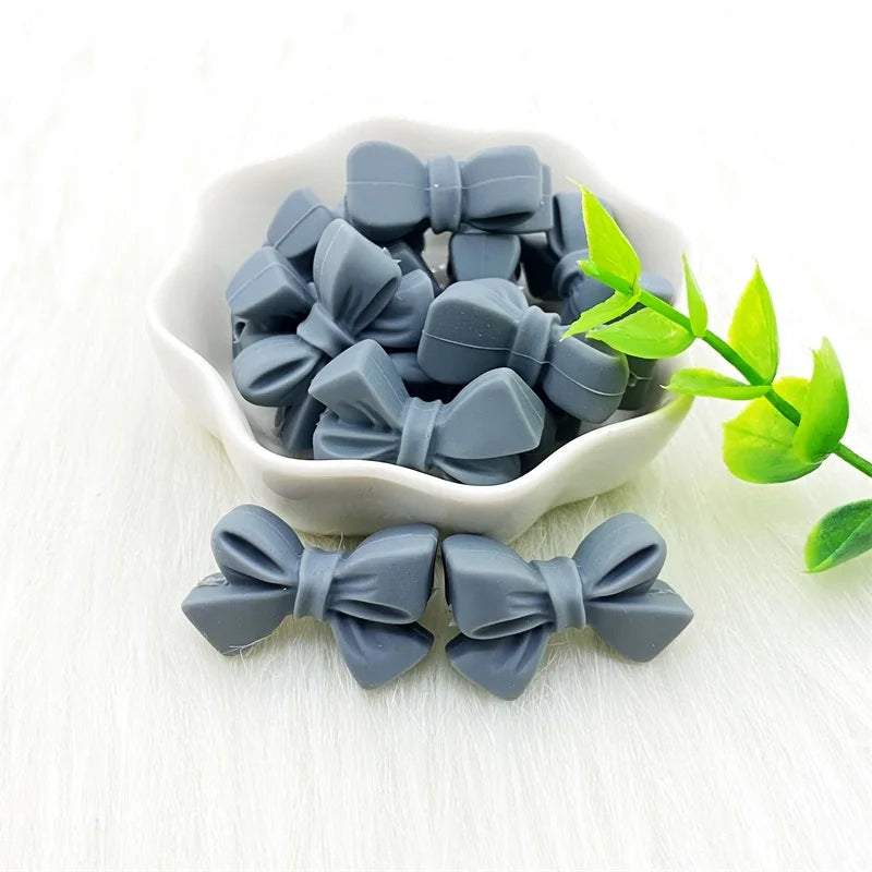 50pcs Bow Silicone Beads Food grade Teethers Bowknot Baby Teething Beads DIY Necklace Making Pacifier Baby Products