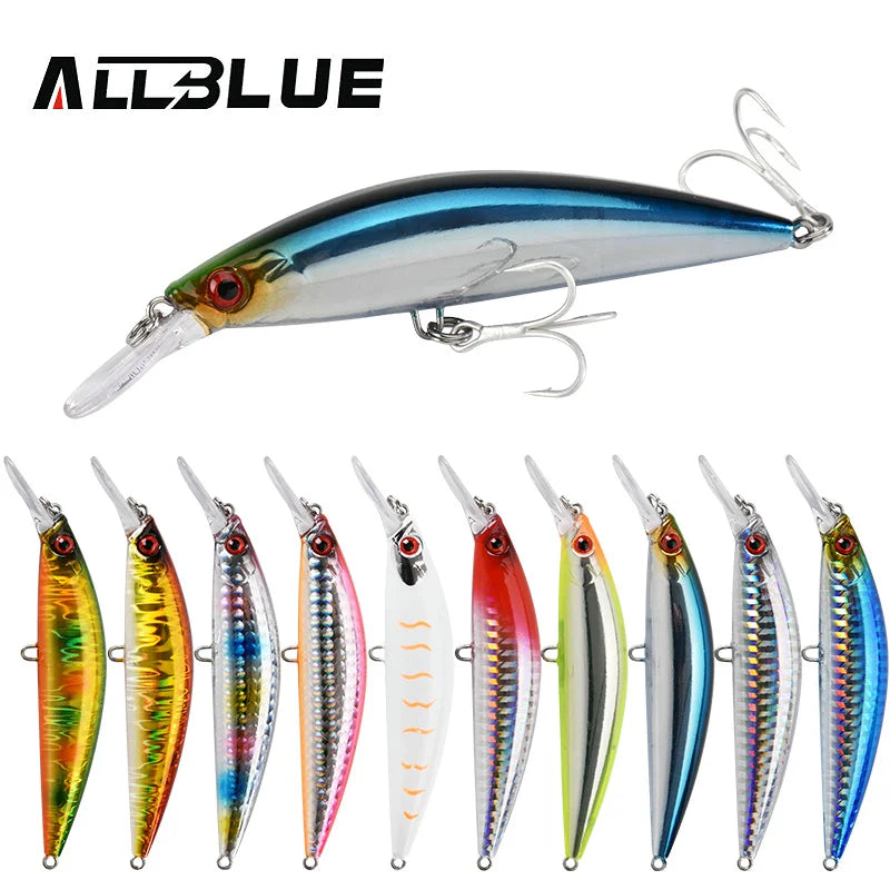 ALLBLUE Minnow Pesado Hundimiento | 90/110mm | 25g/35g | Jerkbait Longcast | Bass y Lubina | Agua Salada - Firu Total Sales