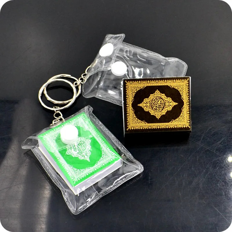 Mini Arabic language Koran Quran Islam Muslim ALLAH real paper can read Pendant Key Chains Fashion Religious Jewelry