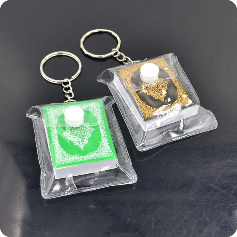 Mini Arabic language Koran Quran Islam Muslim ALLAH real paper can read Pendant Key Chains Fashion Religious Jewelry