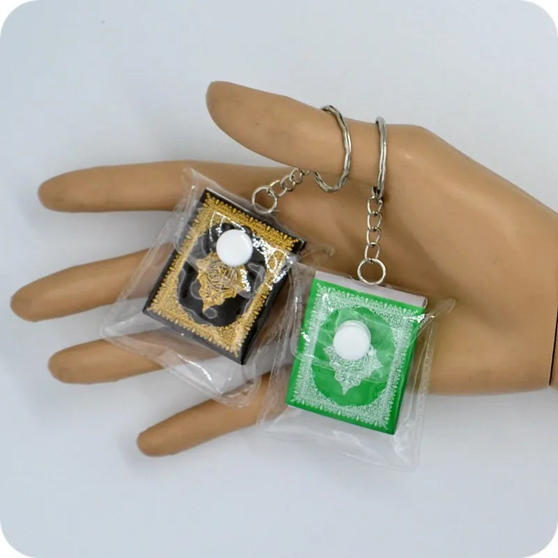 Mini Arabic language Koran Quran Islam Muslim ALLAH real paper can read Pendant Key Chains Fashion Religious Jewelry