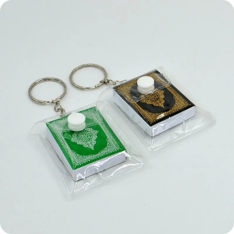 Mini Arabic language Koran Quran Islam Muslim ALLAH real paper can read Pendant Key Chains Fashion Religious Jewelry