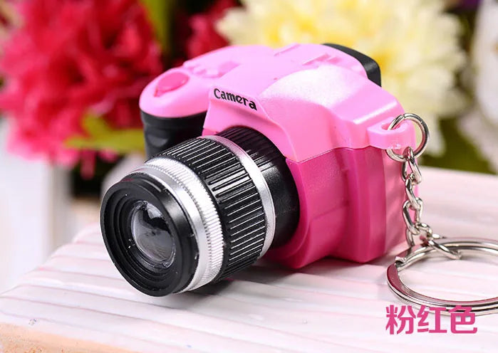 Mini camera Keychain SLR camera Keychain Car Key Chain Key Ring  LED Flashlight Colorful Kaca Key chain For Gift wholesale 17211