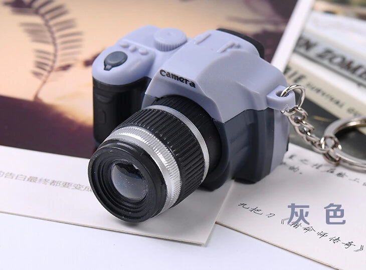 Mini camera Keychain SLR camera Keychain Car Key Chain Key Ring  LED Flashlight Colorful Kaca Key chain For Gift wholesale 17211