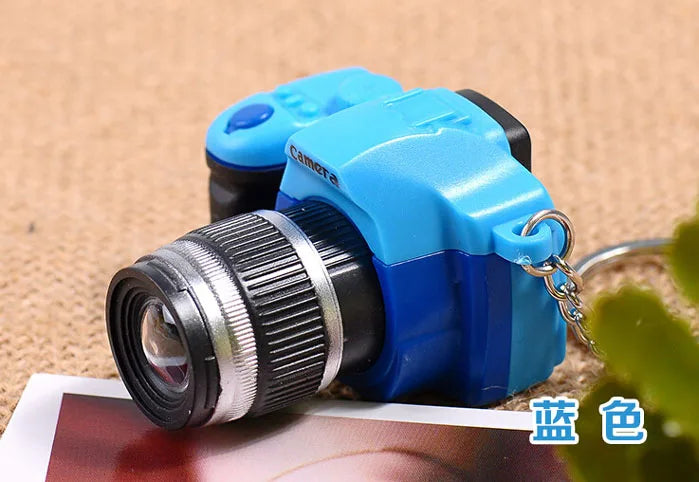 Mini camera Keychain SLR camera Keychain Car Key Chain Key Ring  LED Flashlight Colorful Kaca Key chain For Gift wholesale 17211