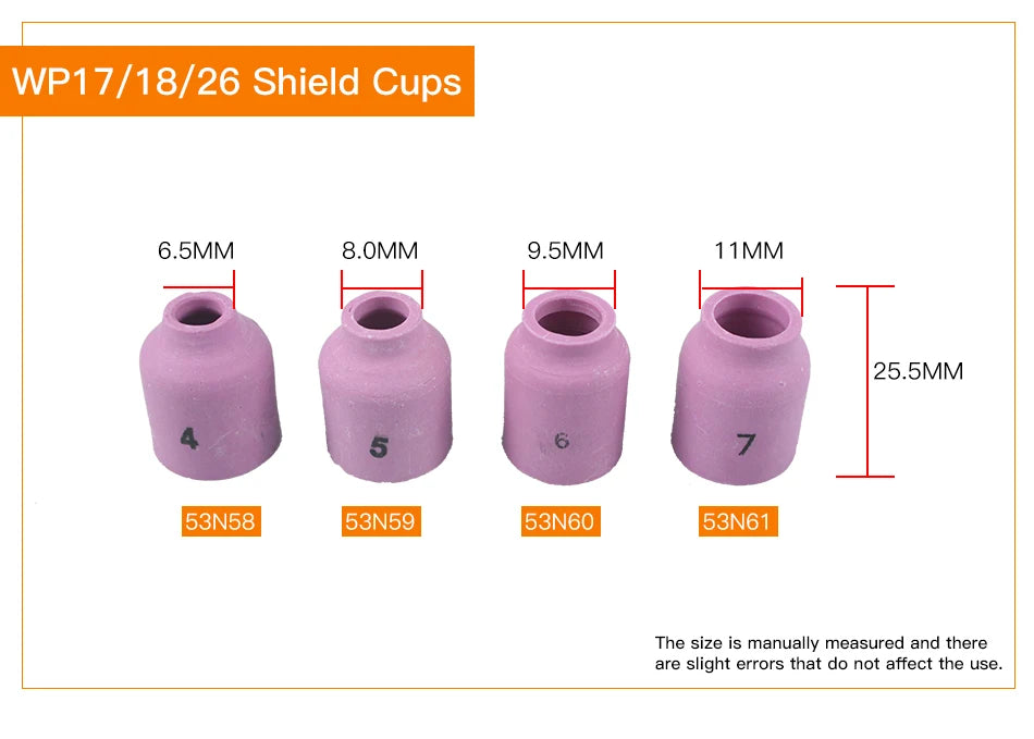 Plastic Welding Nozzle 10pcs 53N Series TIG Welding Ceramic Cup   Nozzle For WP-9/20/22/24/25 Torch Welding
