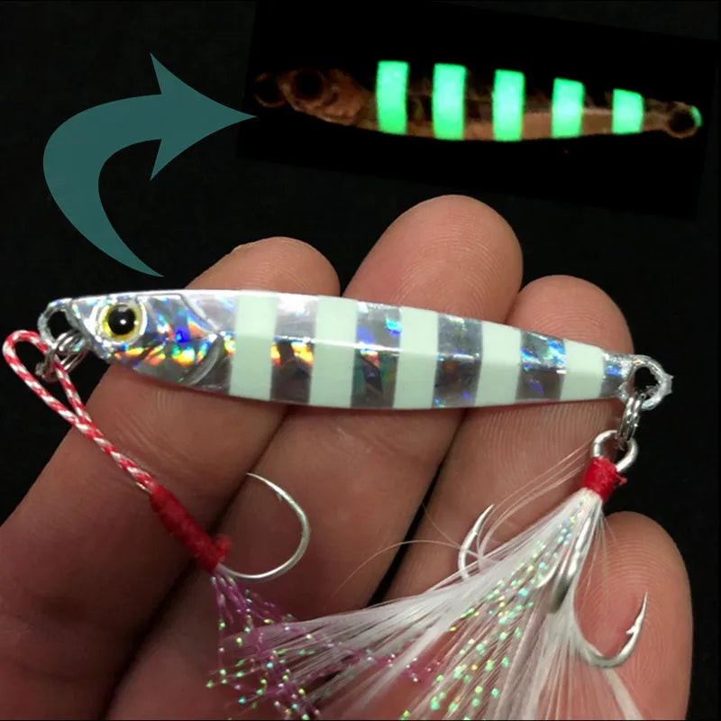 WLDSLURE Jig Metal Luminoso | 7g/10g/15g/20g/25g | Shore Cast | Pesca Mar, Lago y Río - Firu Total Sales