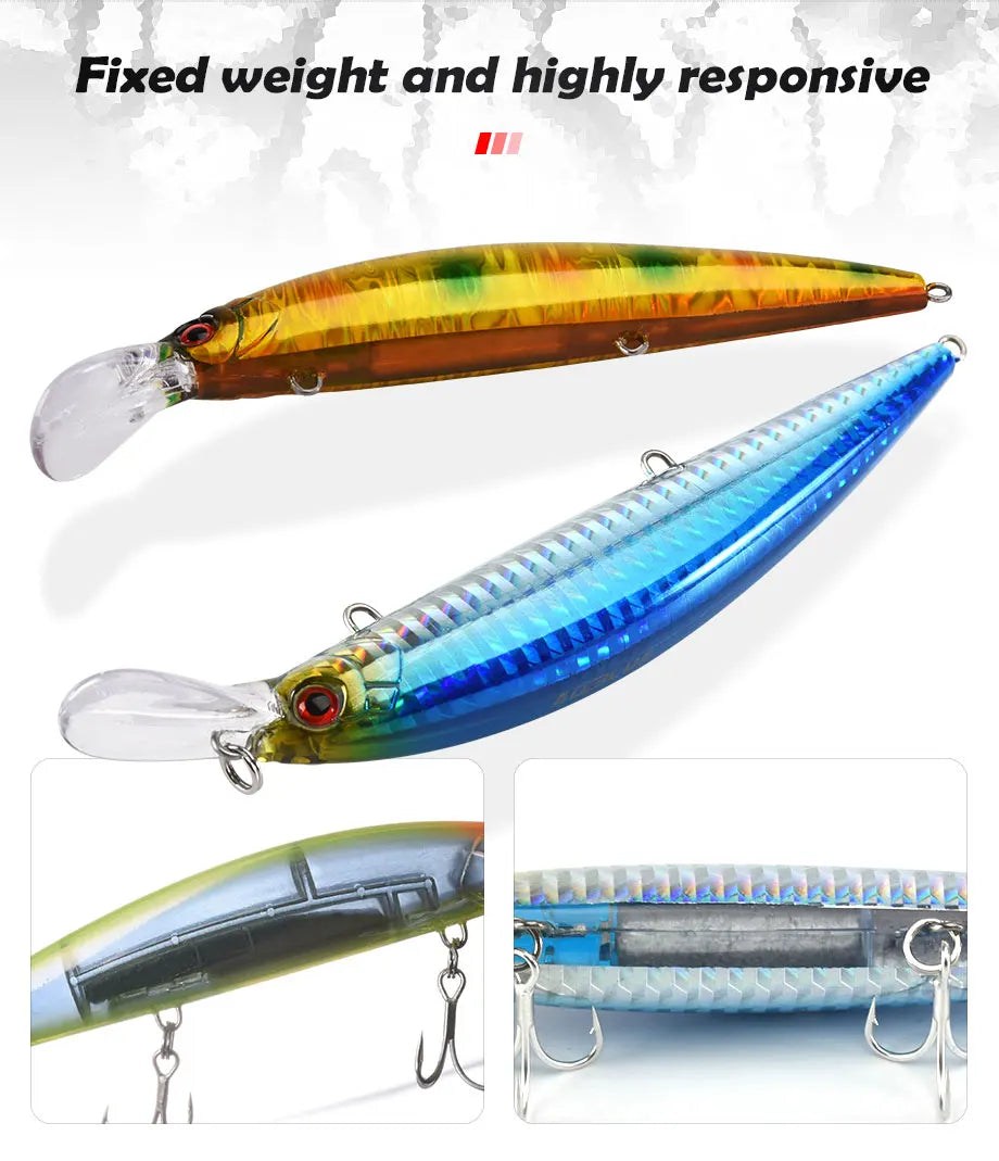 ALLBLUE Minnow Pesado Hundimiento | 90/110mm | 25g/35g | Jerkbait Longcast | Bass y Lubina | Agua Salada - Firu Total Sales