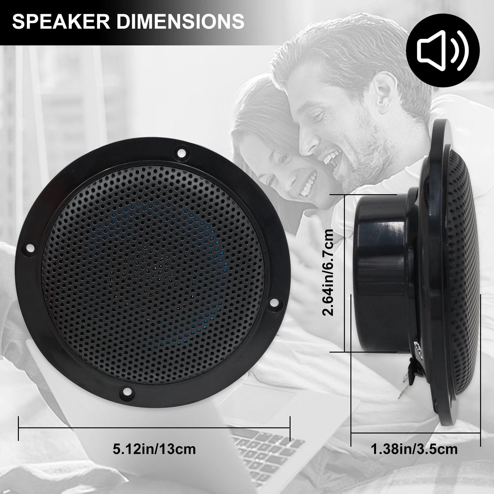STUDIOFINIX 4'' 160W Waterproof Bluetooth Ceiling Speakers - Ultra-Thin Marine Speakers for House, Caravan, RV & Houseboats 2PCS