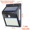Luz Solar 100 LED con Sensor de Movimiento PIR | 3 Lados | IP65 | Jardín y Pared 💡 - Firu Total Sales