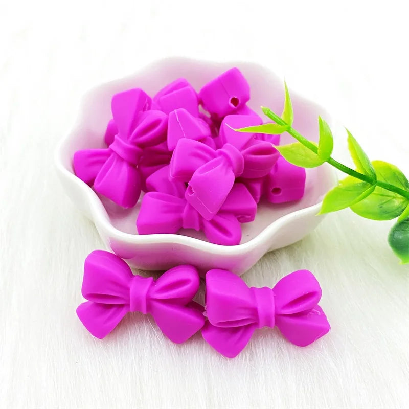 50pcs Bow Silicone Beads Food grade Teethers Bowknot Baby Teething Beads DIY Necklace Making Pacifier Baby Products