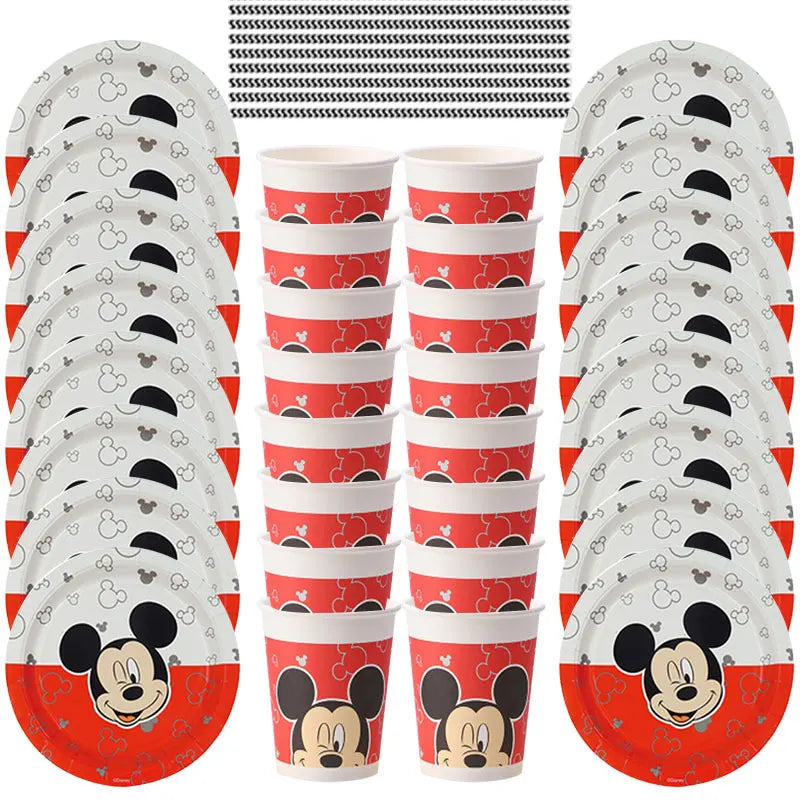 57pcs/Disney Pink Wave Minnie Mouse Theme Party Supplies Cups Plates Straw Kids Girls Baby Shower Birthday Party Decorations Set