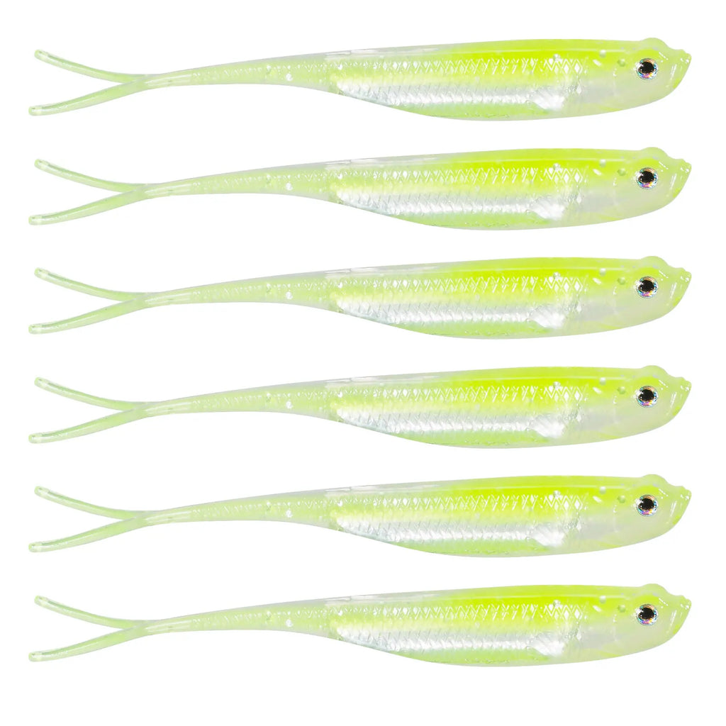 Dr.Fish 5/6 Piezas Señuelo Silicona | Cola Bifurcada | Drop Shot | Bass, Trucha y Lucio | Weedless - Firu Total Sales