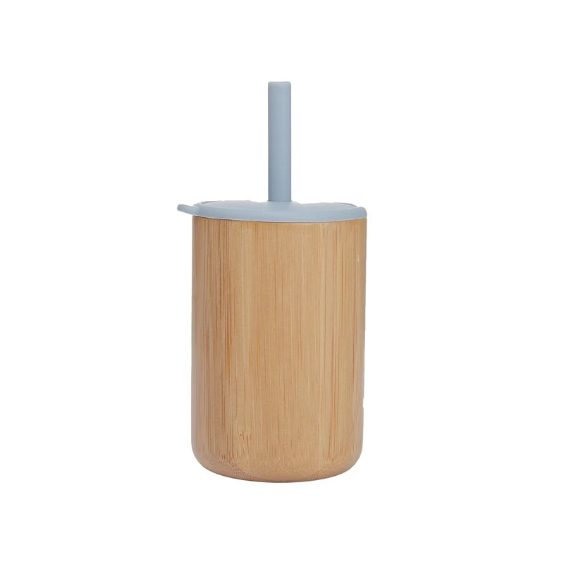 Vasos de Bambú y Madera para Bebé | Pitillo Silicona | Antiderrame | Ecológico 🍼