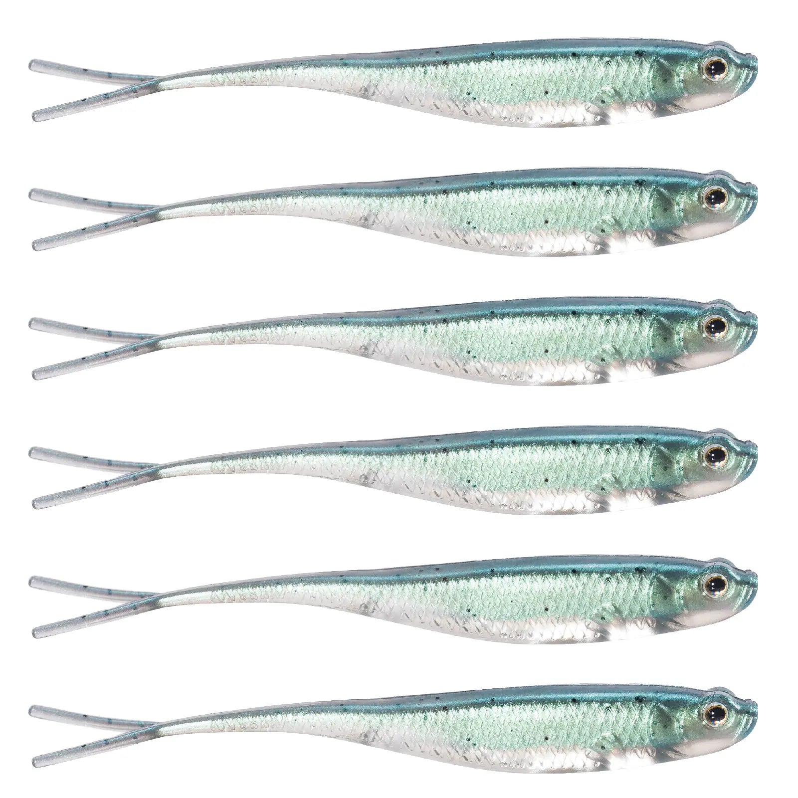 Dr.Fish 5/6 Piezas Señuelo Silicona | Cola Bifurcada | Drop Shot | Bass, Trucha y Lucio | Weedless - Firu Total Sales