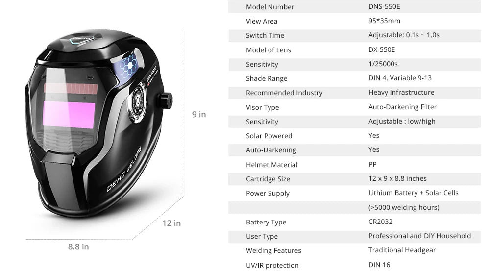 DEKO Skull Solar Auto Darkening Adjustable Range 4/9-13 MIG MMA Electric Welding Mask Helmet Welding Lens for Welding Machine
