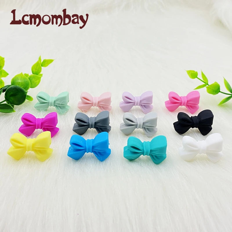 50pcs Bow Silicone Beads Food grade Teethers Bowknot Baby Teething Beads DIY Necklace Making Pacifier Baby Products