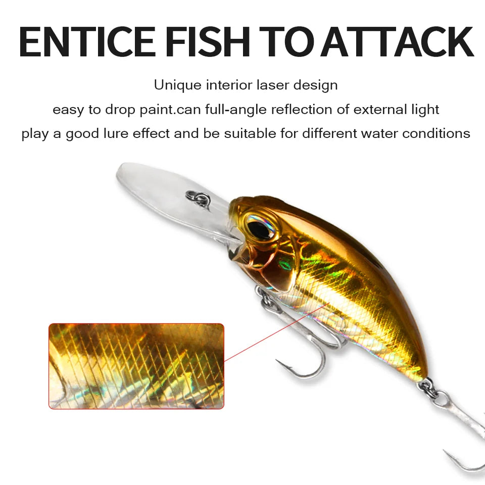 2017 New hot Excellent Bearking hot professional quality crank bait good fishing lures 65mm,14g crank.dive 2m,pike bass fishing