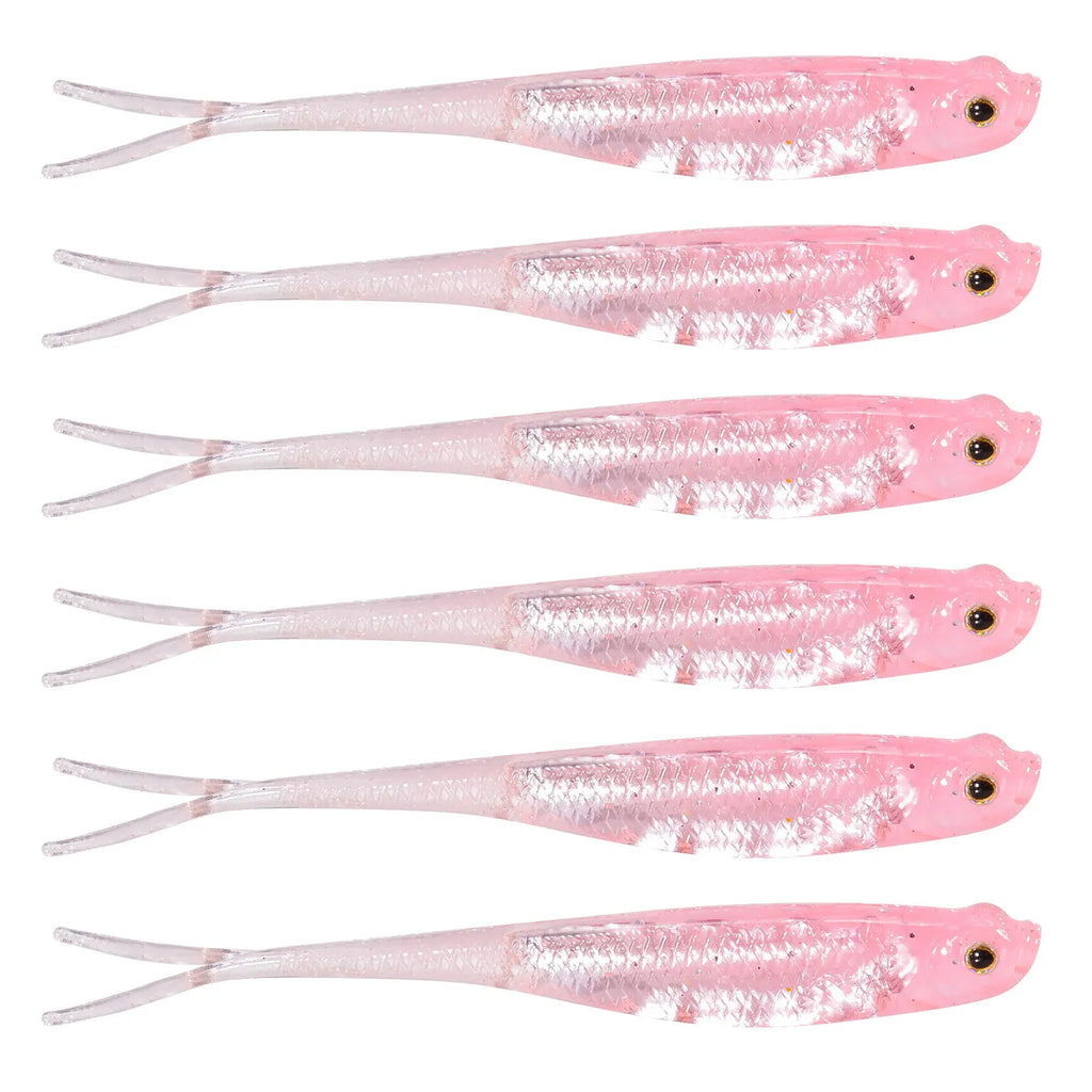 Dr.Fish 5/6 Piezas Señuelo Silicona | Cola Bifurcada | Drop Shot | Bass, Trucha y Lucio | Weedless - Firu Total Sales