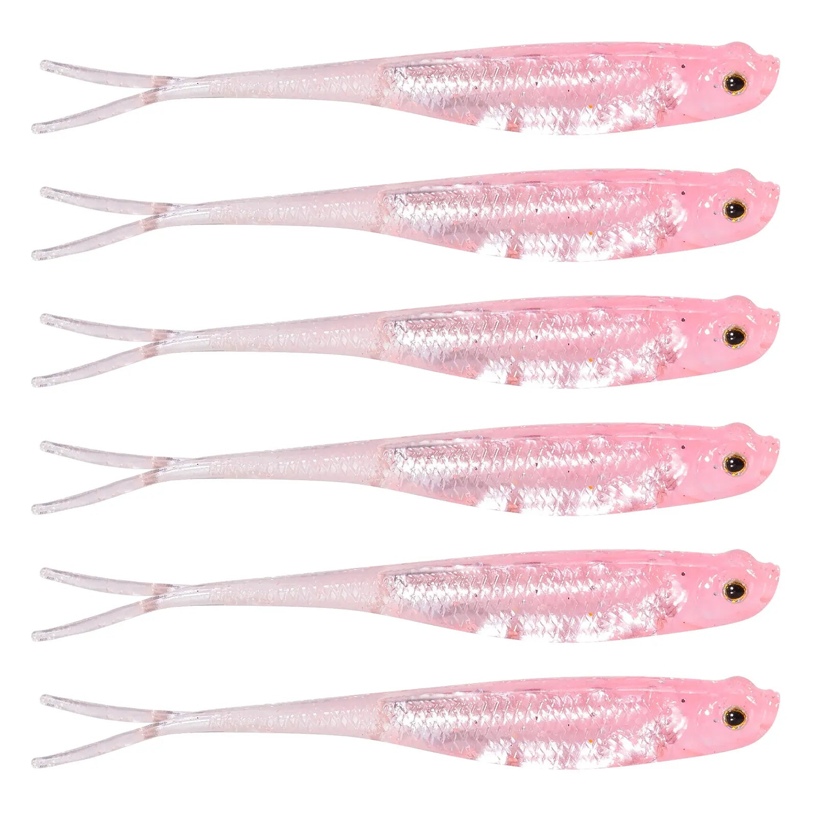 Dr.Fish 5/6 Piezas Señuelo Silicona | Cola Bifurcada | Drop Shot | Bass, Trucha y Lucio | Weedless - Firu Total Sales