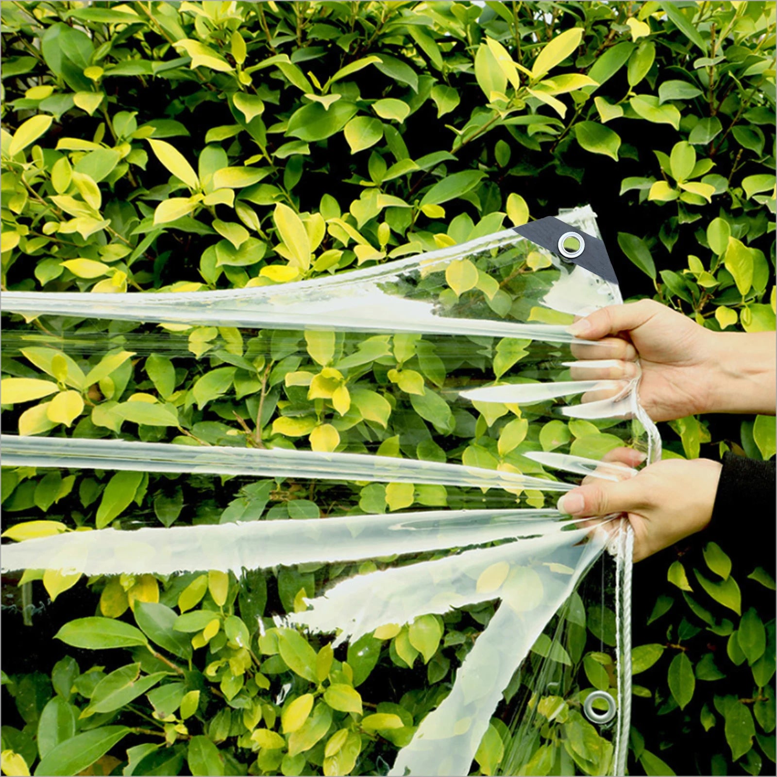 Clear Tarps Heavy Duty PVC, Transparent Tarp Durable Waterproof Dustproof Windproof Tarpaulin with Grommets & Ropes for Patio