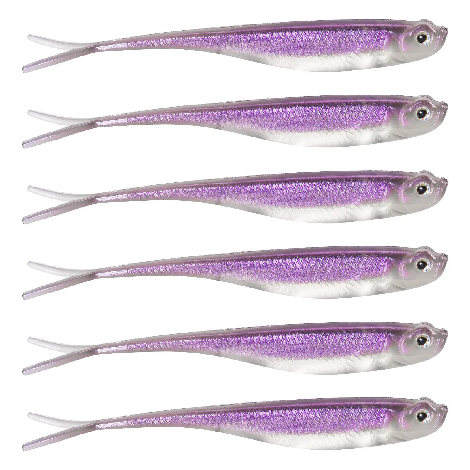 Dr.Fish 5/6 Piezas Señuelo Silicona | Cola Bifurcada | Drop Shot | Bass, Trucha y Lucio | Weedless - Firu Total Sales
